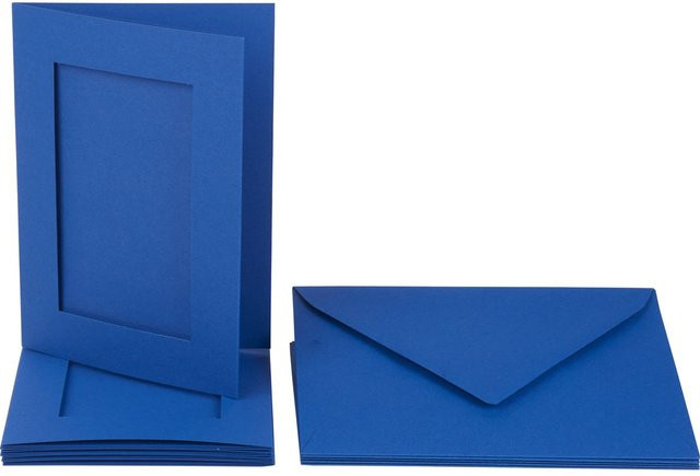 Folia Passepartoutkarten Rechteck DIN A6 in Blau, 10-teiliges Set, 220 g/m² - Bild 1