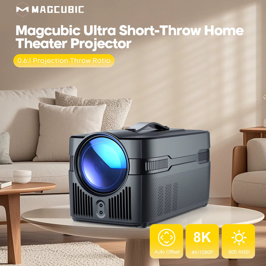 Magcubic HY450C Ultra Short Throw Projektor mit Autofokus, 1080P Full HD, 8K Unterstützung, 900 ANSI, WiFi6 und Bluetooth 5.4 in Schwarz - Bild 2