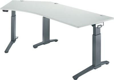 Schäfer Shop Genius ERGOSTYLE S Schreibtisch elektrisch höhenverstellbar, C-Fuß, lichtgrau/anthrazit, B: 216,5 cm, T: 80 cm, H: 71,5-118,2 cm - Bild 1