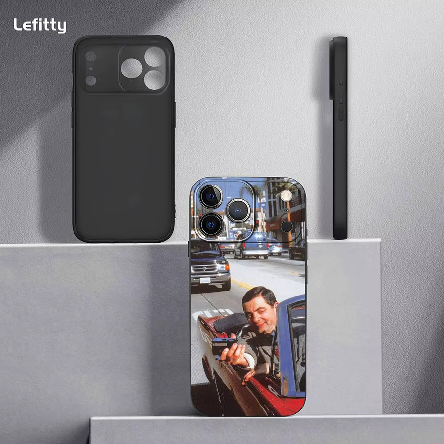 Mr B-Bean Cartoon Handyhülle für iPhone in Schwarz mit Frosted Soft Shell Design - Bild 5