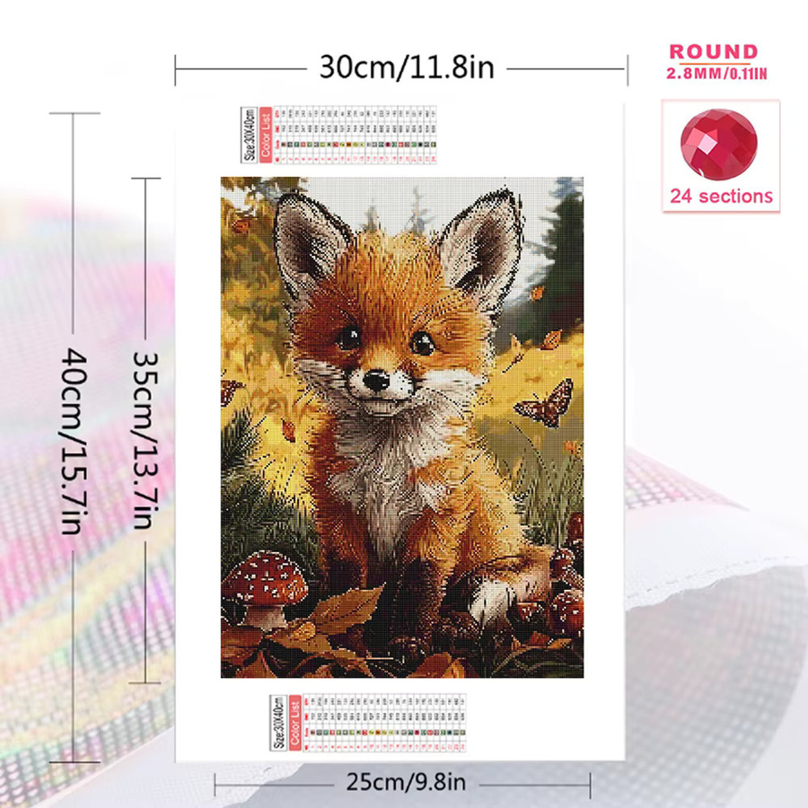 Momoart Diamant-Stickerei Fuchs Tier, DIY Malerei, Bastelbedarf - Bild 2