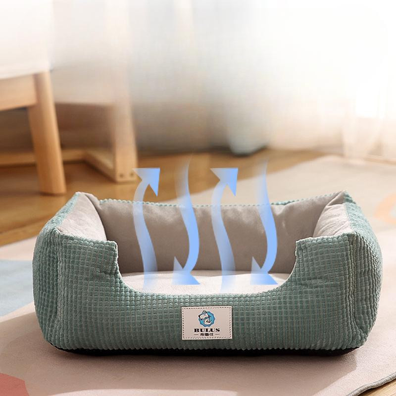 Warmes Teddy-Hundebett und Katzenhütte für alle Jahreszeiten in Grün, B/T/H: 56 x 43 x 16 cm - Bild 3