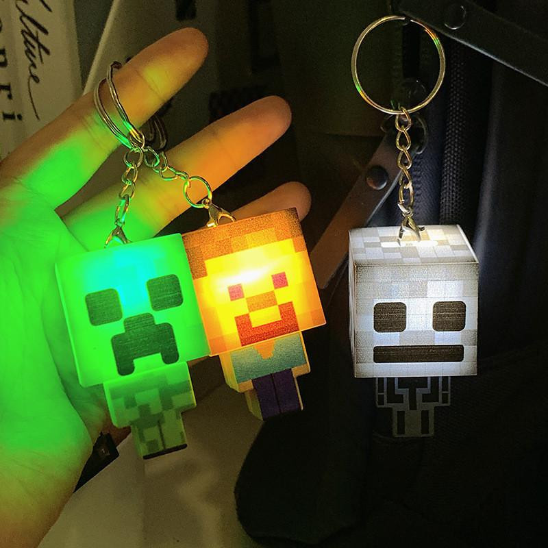 YJMP Minecraft Umgebungsfackel LED-Licht USB-wiederaufladbare Mini-Taschenlampe Schlüsselanhänger Rucksackanhänger - Bild 2
