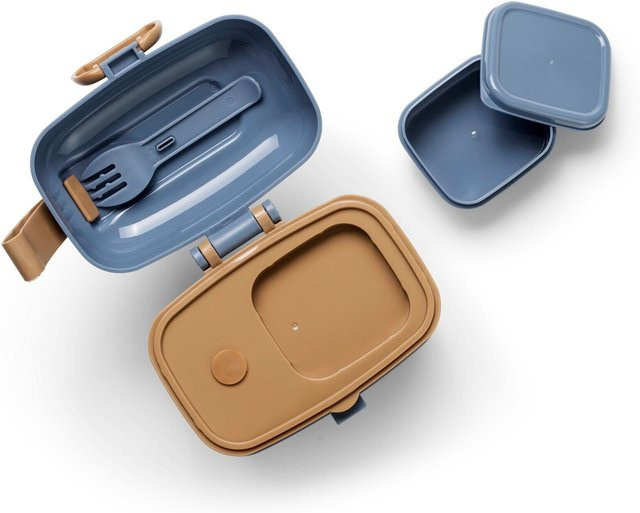 Elodie Lunch & Snack Box Brotdose Garden Leo in Multicolor und Blau, auslaufsicher und mit Unterteilungen - Bild 1