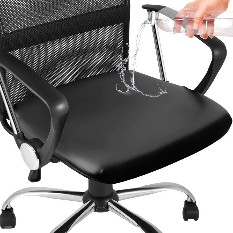 Willstar Schreibtischstuhl Sitzbezug aus wasserabweisendem PU-Leder in Schwarz - Bild 1