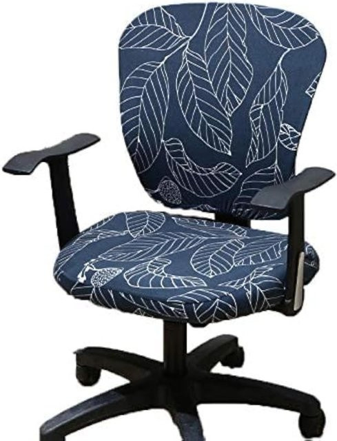 Wonderfulwu Spandex-Stretch-Stuhlbezug für Bürostühle und Computerstühle, elastisch, waschbar, Blau, Floral - Bild 1
