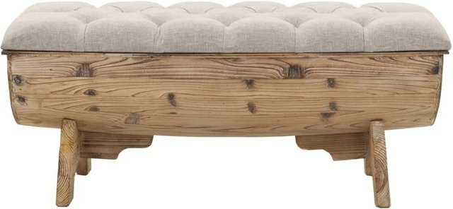 vidaXL Aufbewahrungsbank aus Tannenholz und Stoff in Beige oder Braun, B/T/H: 103 x 51 x 44 cm - Bild 1