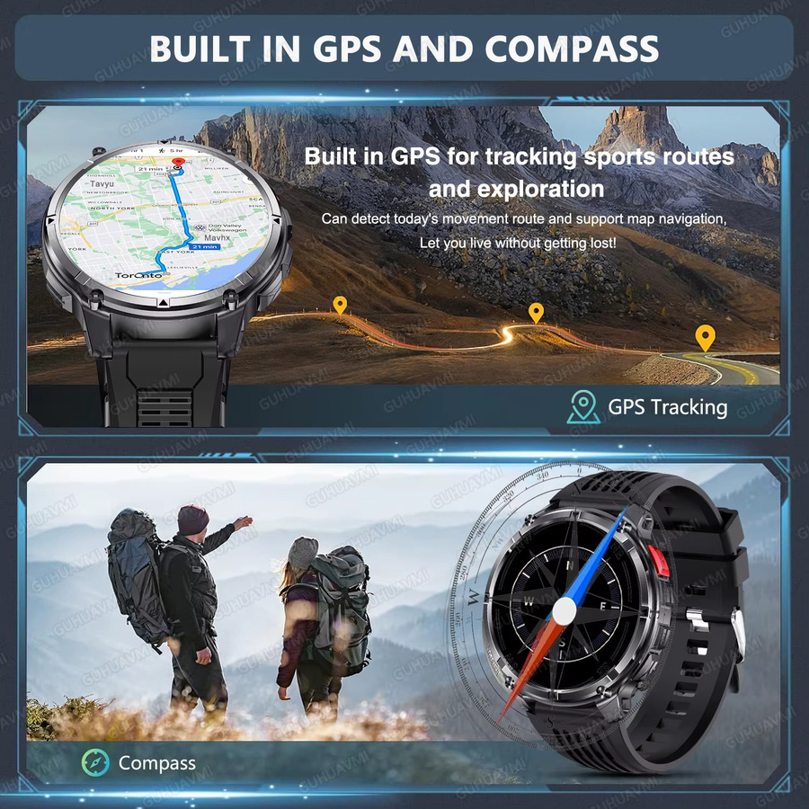 GUHUAVMI Smartwatch, Aluminium, Silikon, Grau, 10 ATM, GPS - Bild 2