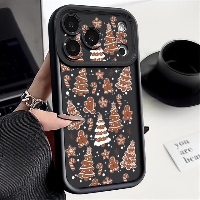 Stoßfeste TPU-Silikon Handyhülle mit Frohe Weihnachten Bäume Design für Apple iPhone 17 16 15 14 13 12 Pro Max und weitere Modelle, Blau/Mehrfarbig - Bild 1