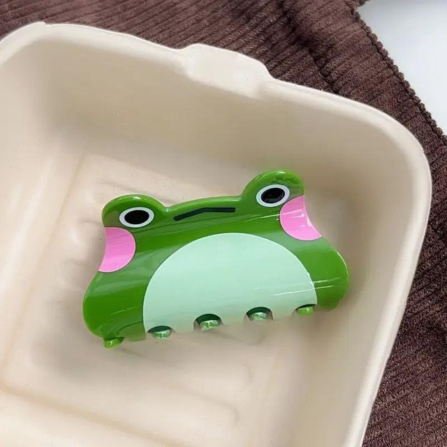 Haarklammer Cartoon-Frosch, Acryl, grün, Damen - Bild 1