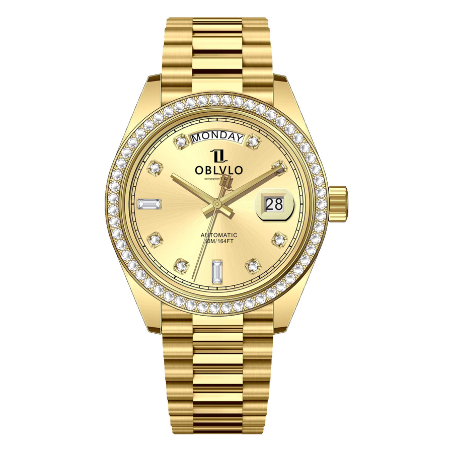 OBLVLO Armbanduhr, Automatik, Gelbgold, Diamant, Herren - Bild 6