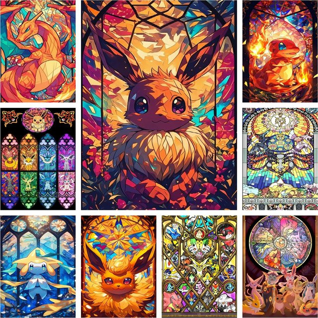 Potdemiel Pokemon Charizard Diamant-Malset 5D DIY Kreuzstich in Multicolour, rundes Kunst-Set für Erwachsene und Kinder - Bild 1