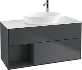 V&B Waschtischunterschrank Finion mit Wandbeleuchtung, Grau lackiert, Breite: 120 cm, Höhe: 50,1 cm, Tiefe: 50,1 cm - Bild 1