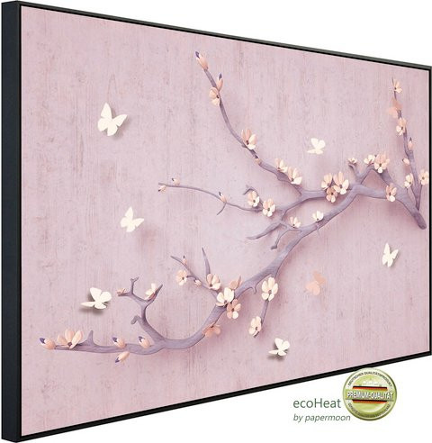 papermoon EcoHeat Infrarotheizung Blumen mit Schmetterlingen rot, bunt mit Matt-Effekt, App-Steuerung und Überhitzungsschutz - Bild 1