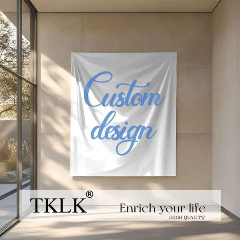 Personalisierter Banner-Wandteppich aus Textil in Weiß, individuell bedrucktes Party-Banner mit Bild und Text, rechteckig, Breite: 91,44 cm, Höhe: 66,04 cm - Bild 1