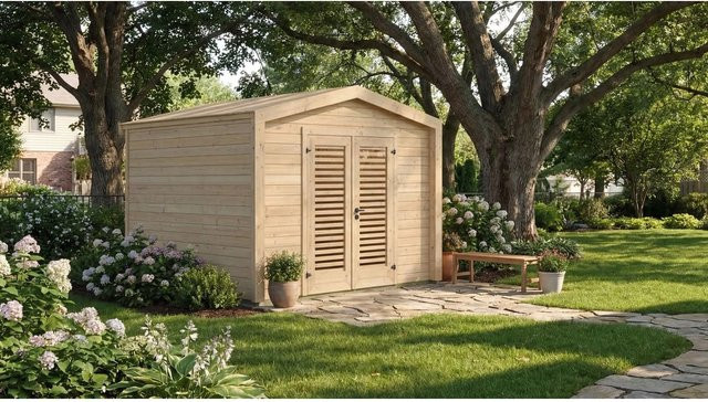 Weka Holz-Gartenhaus Killarney mit Satteldach in Natur Braun, B/T: 311 x 313 cm - Bild 1