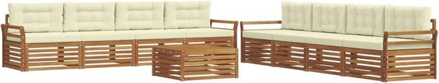 vidaXL Outdoor-Sofagarnitur 9-tlg. aus Akazienholz mit Kissen in Braun und Beige - Bild 1