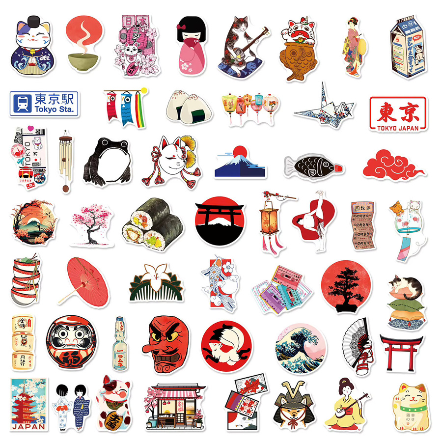 MRJIAANGSON Tokyo Japan Kulturelemente Graffiti Aufkleber, 50-teiliges Set, multicolour - Bild 3