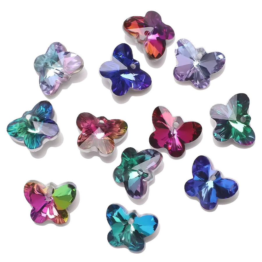 ZHUBI Schmetterling Kristallanhänger, Glas, Rosa Lila, Bunt - Bild 5