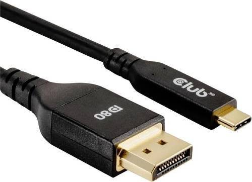 Club3D USB-C auf DisplayPort 2.1 Adapterkabel Schwarz CAC-1559, bi-direktional, VESA DP80 Certified, unterstützt 8K 60 Hz und 10K 60 Hz, Länge: 1,00 m - Bild 1