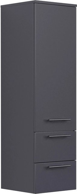 Posseik Bad-Hochschrank Anthrazit mit Soft-Close-Türen und internen Regalen, Breite: 35,2 cm, Höhe: 120 cm - Bild 1