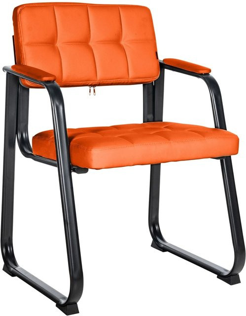 DELUKE Besucherstuhl LONDON Konferenzstuhl aus Kunstleder in Orange, B/T/H: 59 x 58 x 84 cm - Bild 1