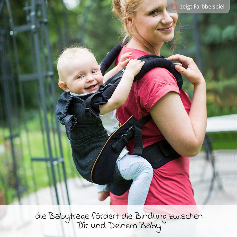 Manduca XT Babytrage aus Baumwolle in Denimblue Toffee mit 3 Tragepositionen - Bild 5