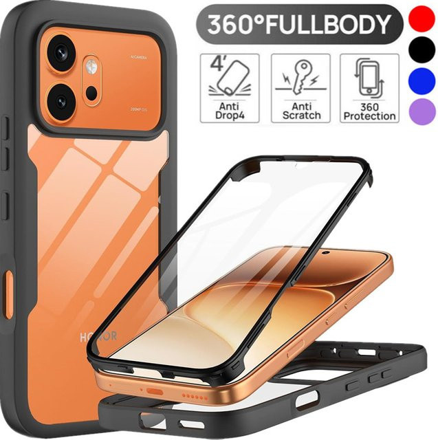 Transparente 360-Grad-Schutzhülle für Honor 600 Pro und Honor 600 5G aus PC und TPU, stoßfest und kratzfest - Bild 1
