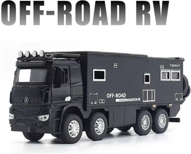 NOMADISMs Arocs Unimog Wohnmobil, Modell, 1:24, Metall, Schwarz, mit Licht und Sound - Bild 1