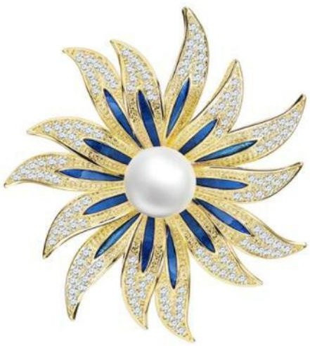 XYNN Brosche Sonnenblume, Perle, Strass, Gold, Damen - Bild 1