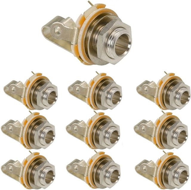 DAIERBUMP 10er Set Elektrische Gitarre Eingang Jack 6,35 mm Mono und Stereo Buchsen in Silber - Bild 1
