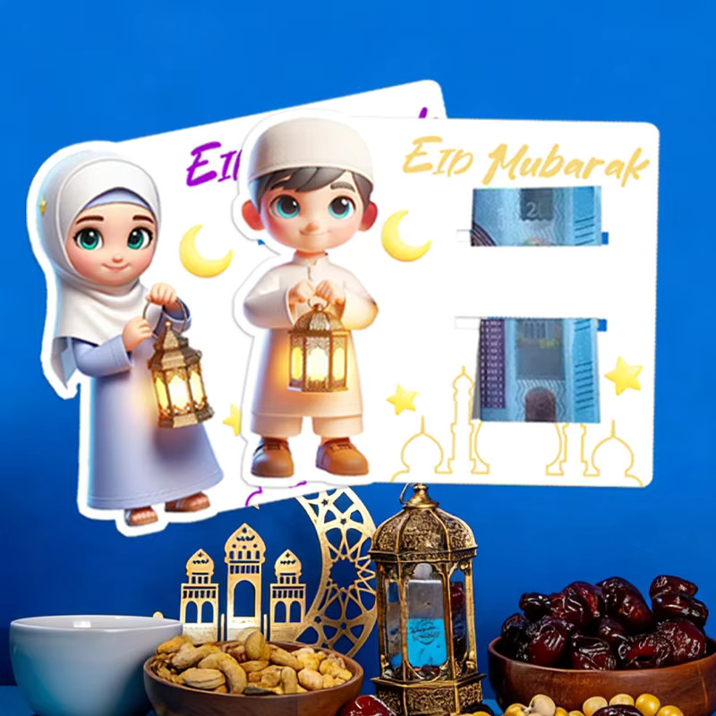 6 Stück Ramadan Papiergeldbörsen als Partydekoration mit Stern und Mond in Rot für Kinder und Erwachsene, EID Mubarak Geschenksets - Bild 3