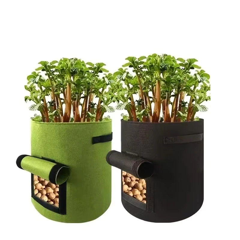 Grüne Pflanztaschen aus Stoff für Garten und Gemüseanbau - Bild 4