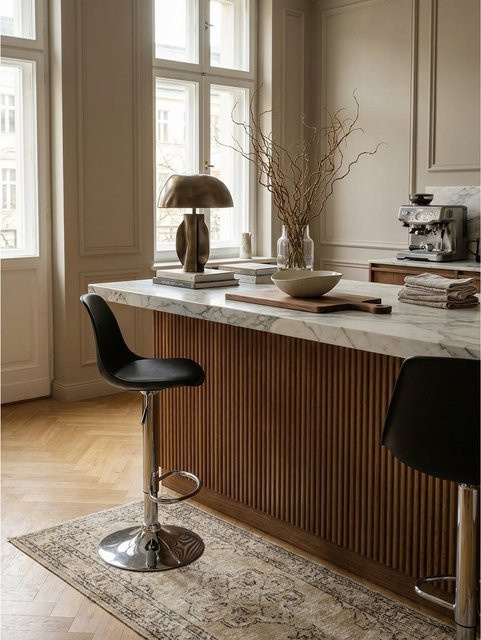 Barhocker KORSIKA von KADIMA DESIGN aus Kunstleder und Metall, Schwarz, B/T/H: 40 x 40 x 104 cm - Bild 1