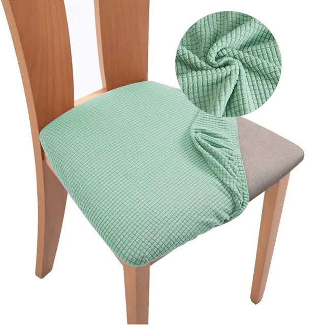 Leorate Stretch-Stuhlsitzbezug aus Jacquard in Grün, wasserabweisend und waschbar, gepolstertes Sitzschutzkissen für Esszimmerstühle - Bild 1