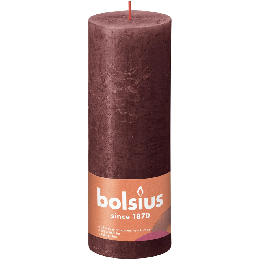 Bolsius Rustik-Kerze Shine in Samtrot, Höhe: 190 mm, Durchmesser: 68 mm - Bild 2