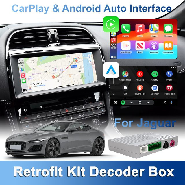 ANYFAR Drahtloses CarPlay und Android Auto Retrofit Kit für Jaguar XE XF F-Type 2016–19 mit 8 Zoll oder 10,25 Zoll Bildschirm unter Beibehaltung der OEM-Steuerung - Bild 1
