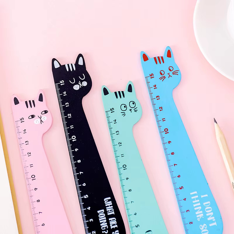 Lytwtw's Kawaii Holzlineal mit Katzen-Motiv in Bonbonfarben für Schule und Büro - Bild 2