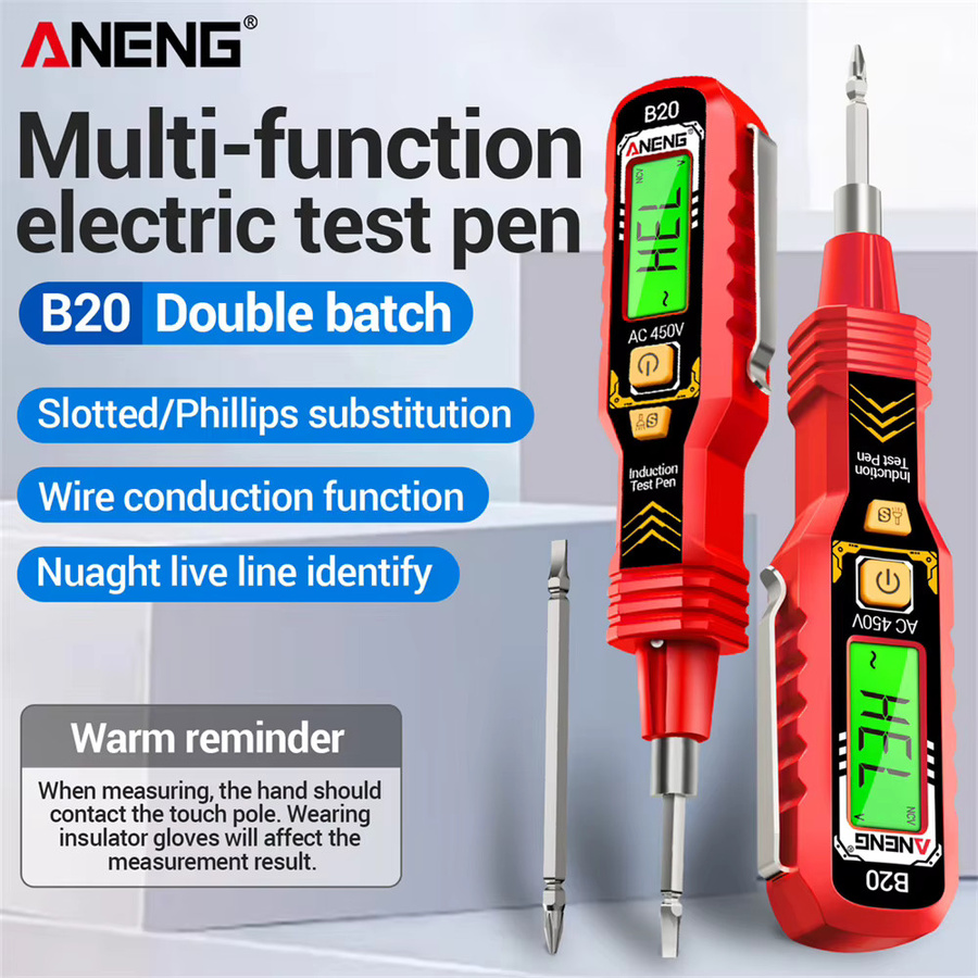 ANENG B20 Isolierter Elektriker-Stift und Doppelkopf-Kreuzschraubendreher in Schwarz und Rot für Wartung und Inspektion - Bild 3