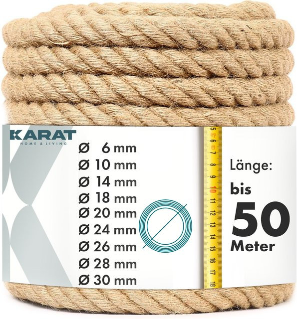 Extra starkes Juteseil aus 100% Naturjute in Beige, Durchmesser: 30 mm, Länge: 50 m - Bild 1