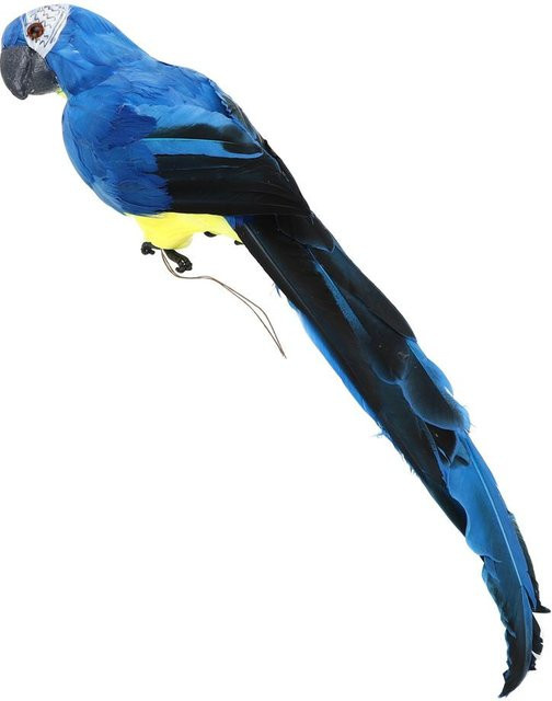 Künstlicher Papagei mfySpace als Dekovogel aus Federn und Textil, Farbe: Schwarz und Blau, Höhe: 45 cm - Bild 1