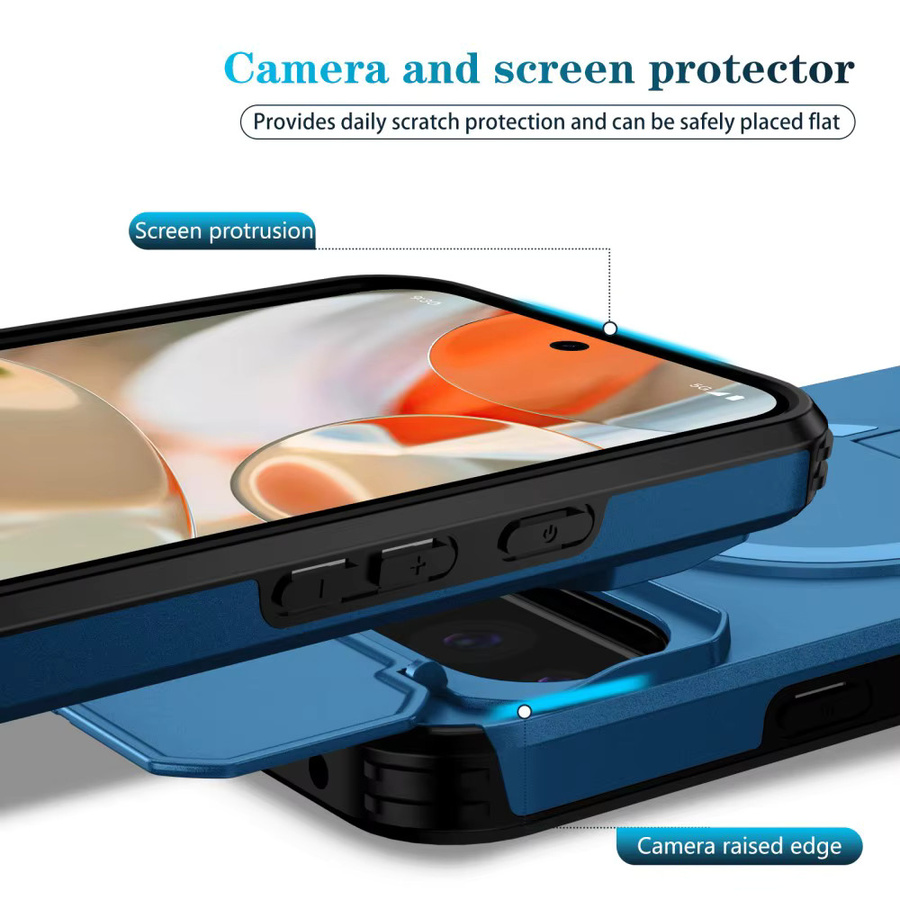 DO AS YOU WISH Magnetische Handyhülle mit Slide-Kamera-Abdeckung und Kickstand für Google Pixel 9, 10 Pro XL und 9A in Blau - Bild 3