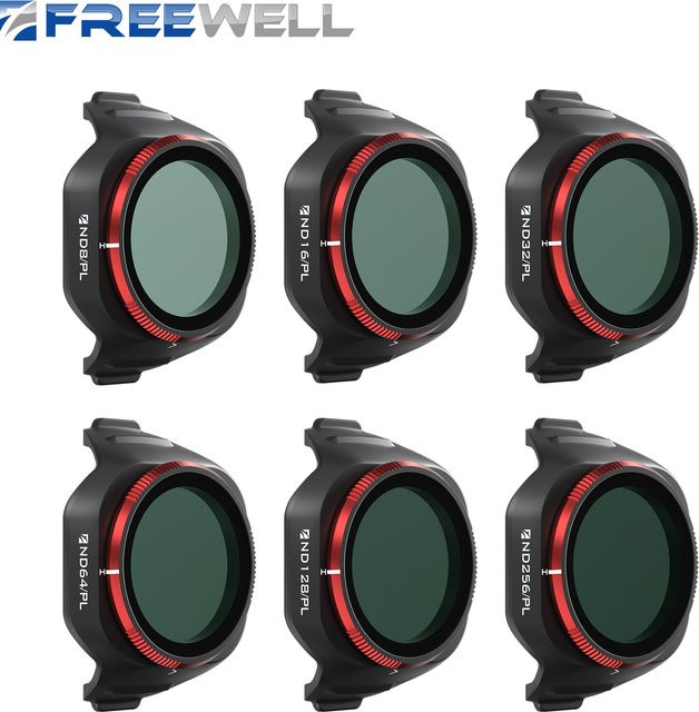 Freewell Bright Day 6er-Pack ND/PL-Filter Set ND8/PL, ND16, ND32, ND64, ND128, ND256/PL in Schwarz für DJI Mini 5 Pro - Bild 1