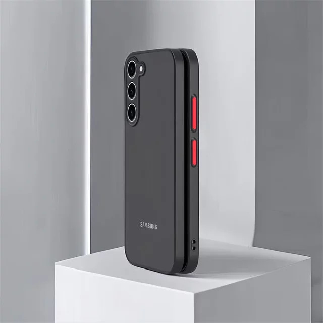 Stoßfeste matte Schutzhülle für Samsung Galaxy S26 S25 Edge S24 S23 FE S22 Ultra Plus in Transparent und Blau - Bild 1