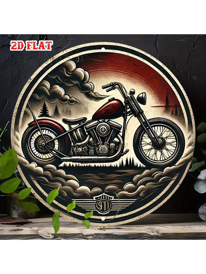 Rundes Aluminiumschild Potdemiel Adventure Spirit in Mehrfarbig mit rustikalem Motorrad-Design, Durchmesser: 20 cm - Bild 7