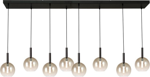 Masterlight Lido LED-Pendelleuchte 8-flammig in Gold-Schwarz mit transparentem Glas und dimmbarer Funktion - Bild 1
