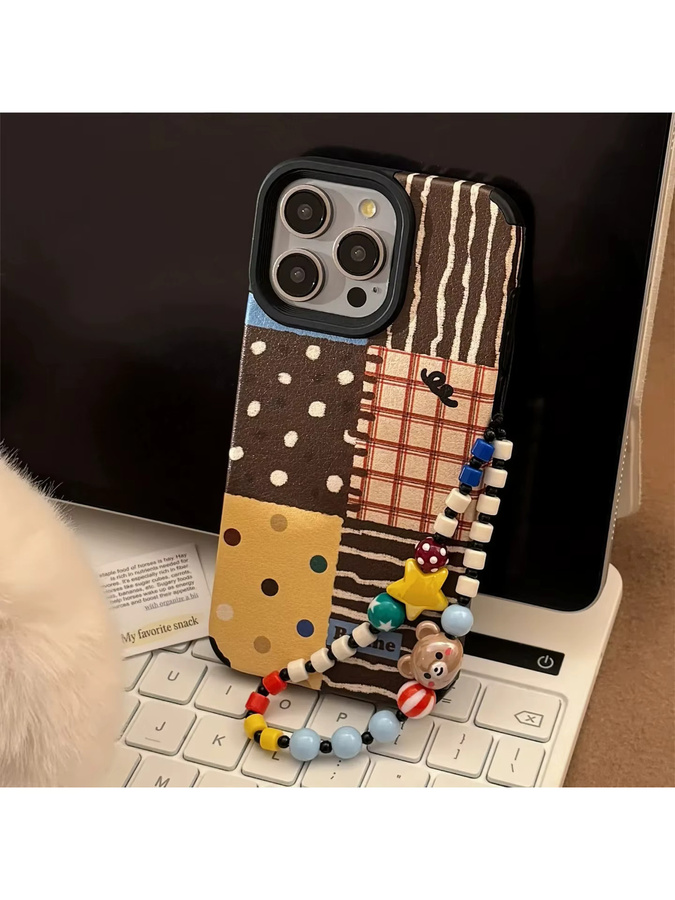 Potdemiel Kunstleder Handyhülle mit Streifen und Punkten für iPhone 11 bis 17 Pro Max inklusive Armband, Multicolor, stoßfest - Bild 6