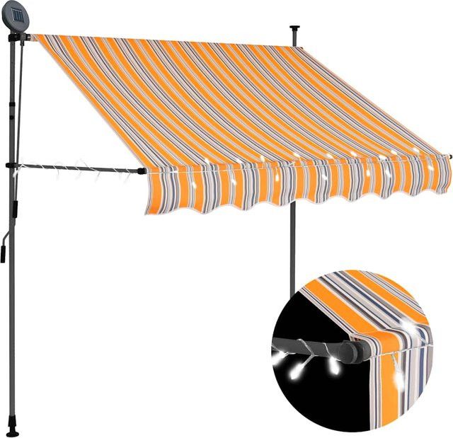 Vidaxl Handaufrollbare Markise mit LED in Gelb-Blau, Breite: 200 cm - Bild 1