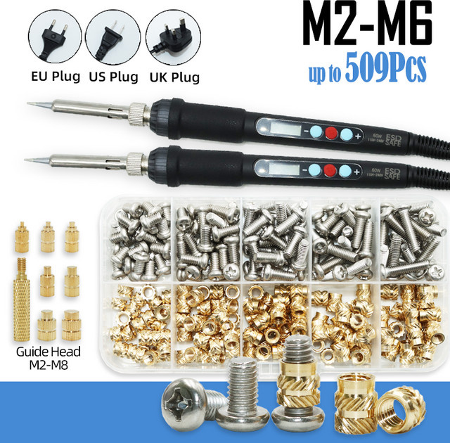 YMAX Messing-Einsatzmuttern Set für 3D-Druck in Gold, Wärmeset-Einsätze M2, M3, M4 zum Einsetzen mit Lötkolben - Bild 1