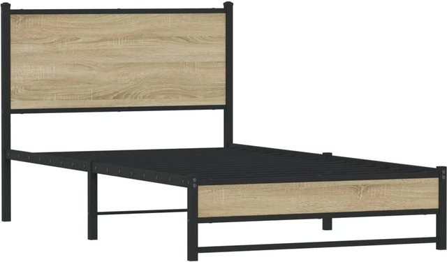 vidaXL Metallbett in Sonoma-Eiche ohne Matratze, B/T/H: 112 x 207 x 91,5 cm - Bild 1